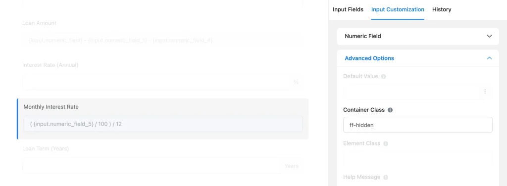 fluent forms hiding an intermediate field from users