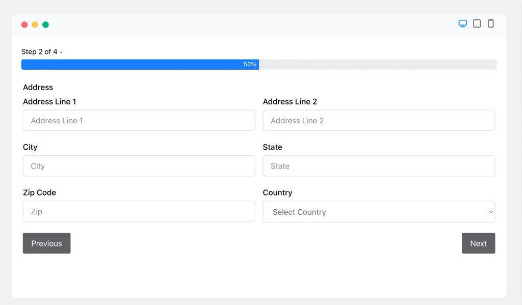 10. Divide the form into steps with progress