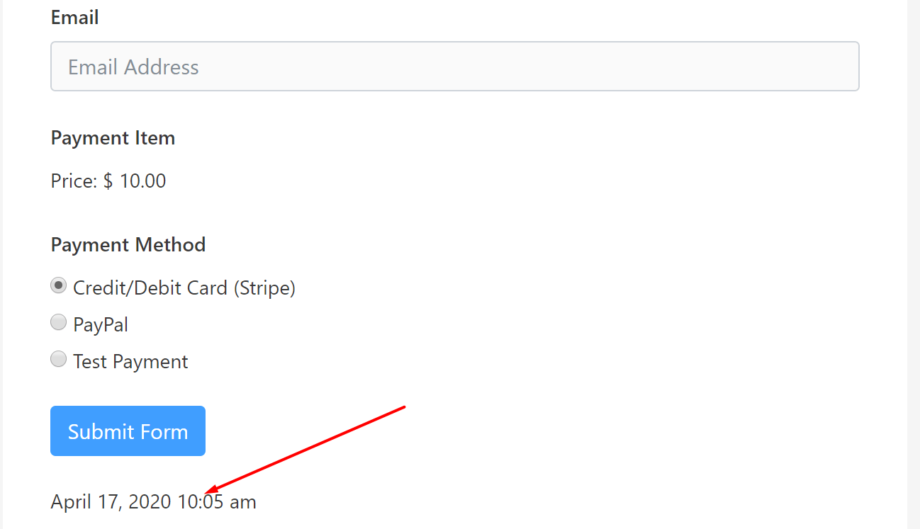 wp fluent forms creation date