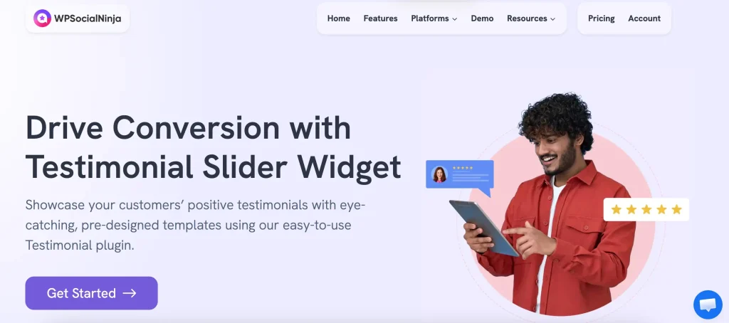 Testimonial widget by wp-social-ninja