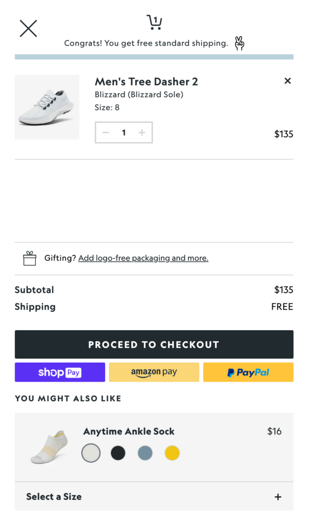 Allbirds checkout