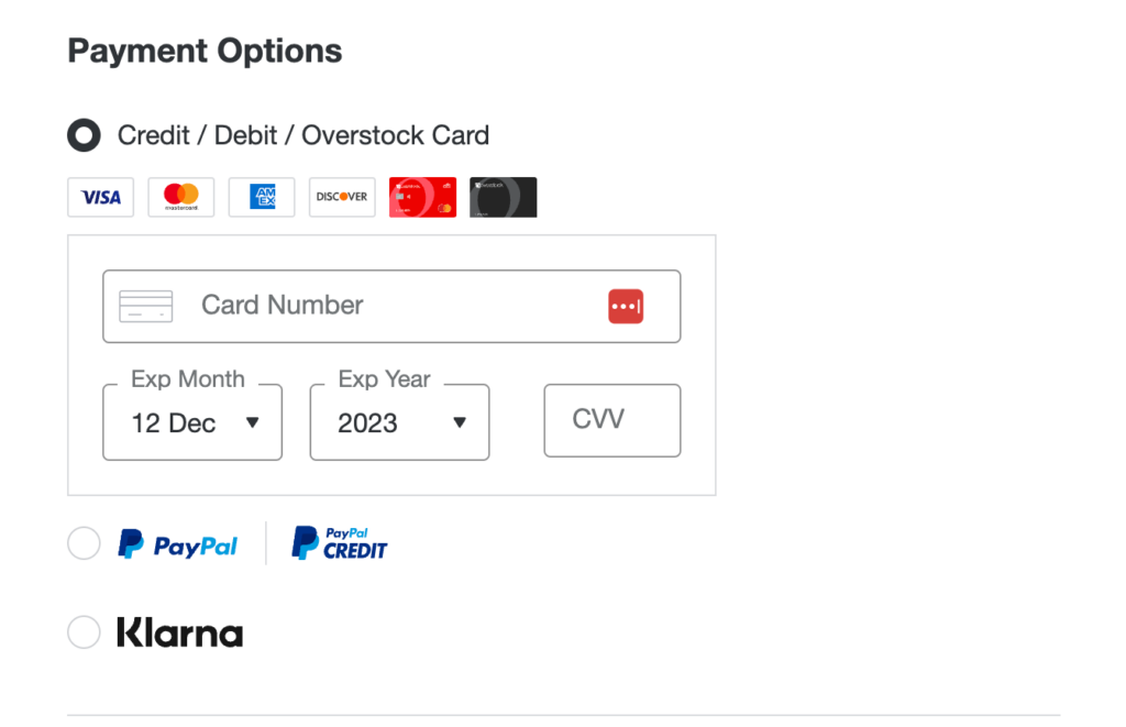 Multiple payment options