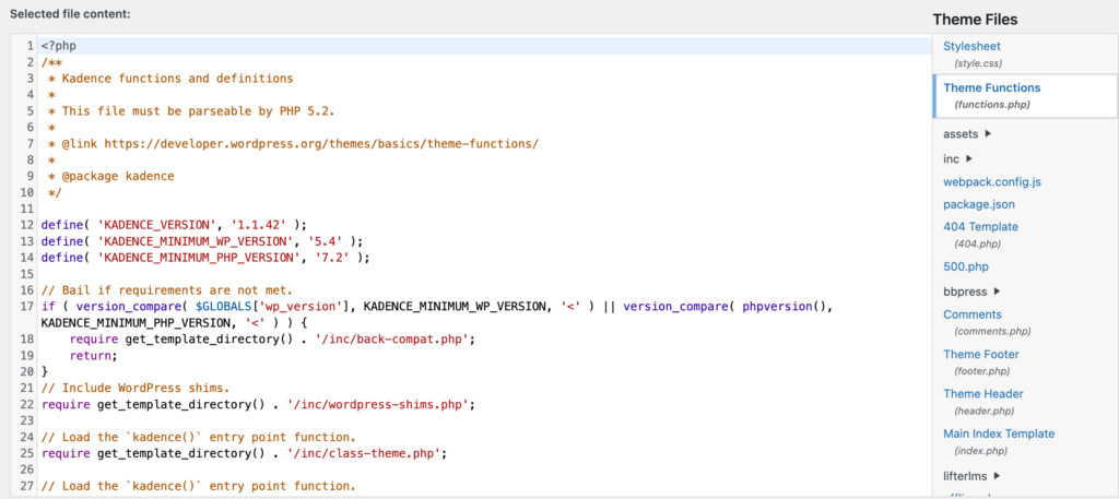 functions.php example