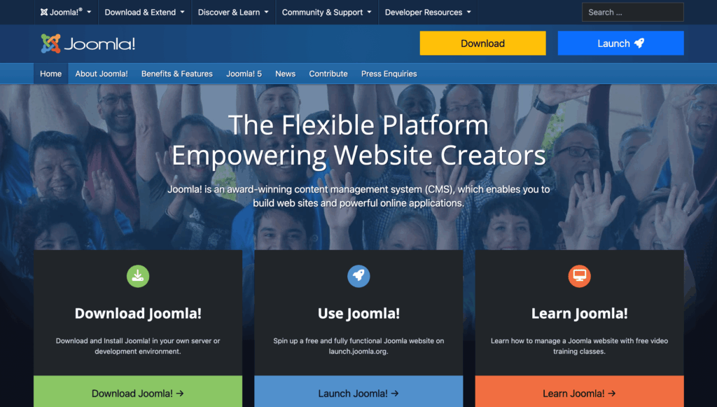 Joomla! homepage