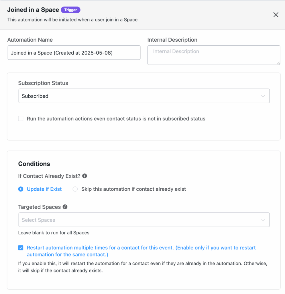 Configure the trigger