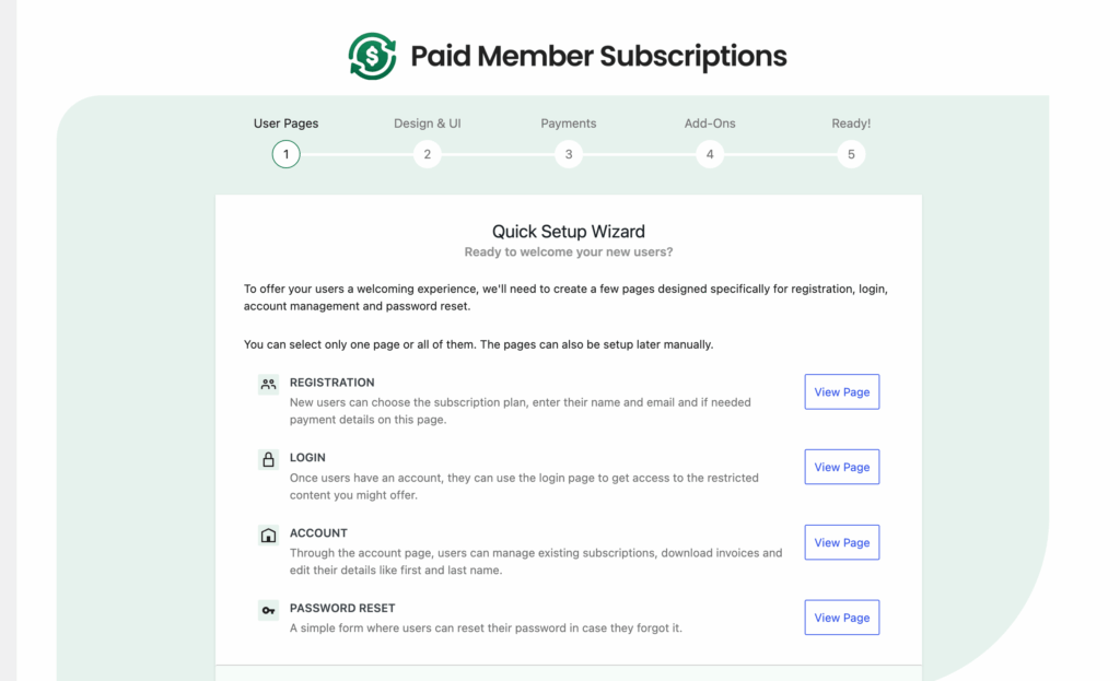 Paid Membership Subscriptions - Quick Setup Wizard