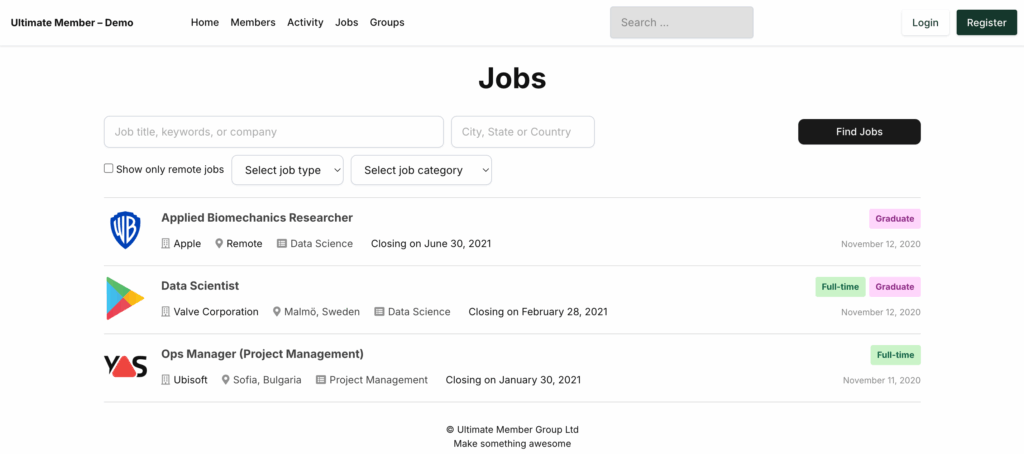 Ultimate Member Job Board