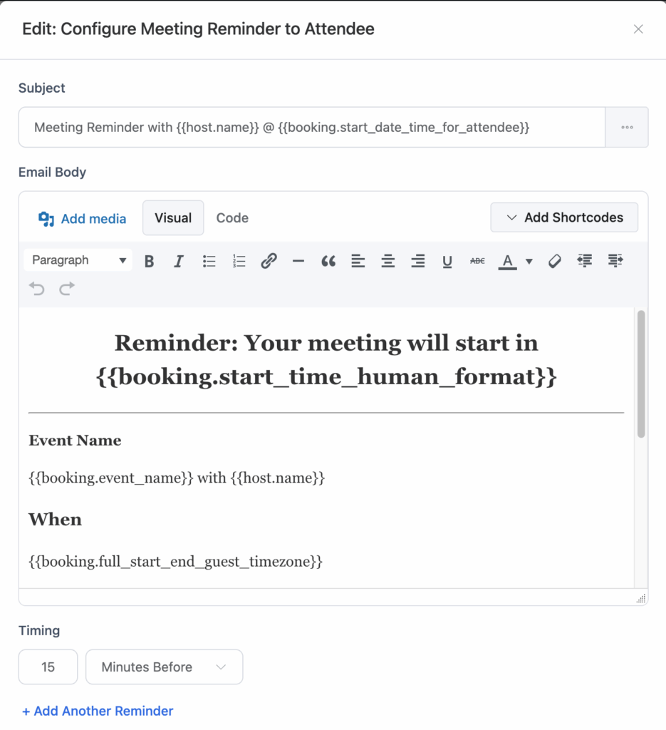 Set email reminders with FluentBooking