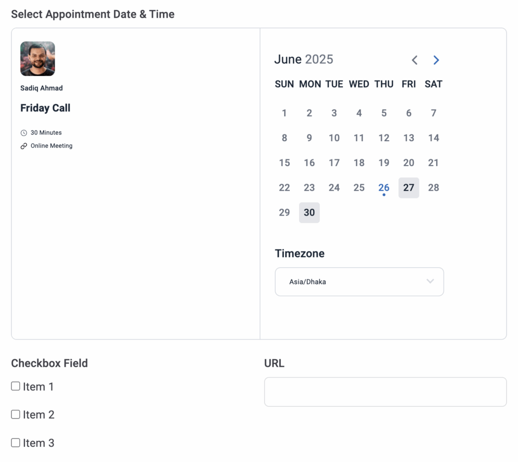 Fluent Forms offers extra fields for FluentBooking