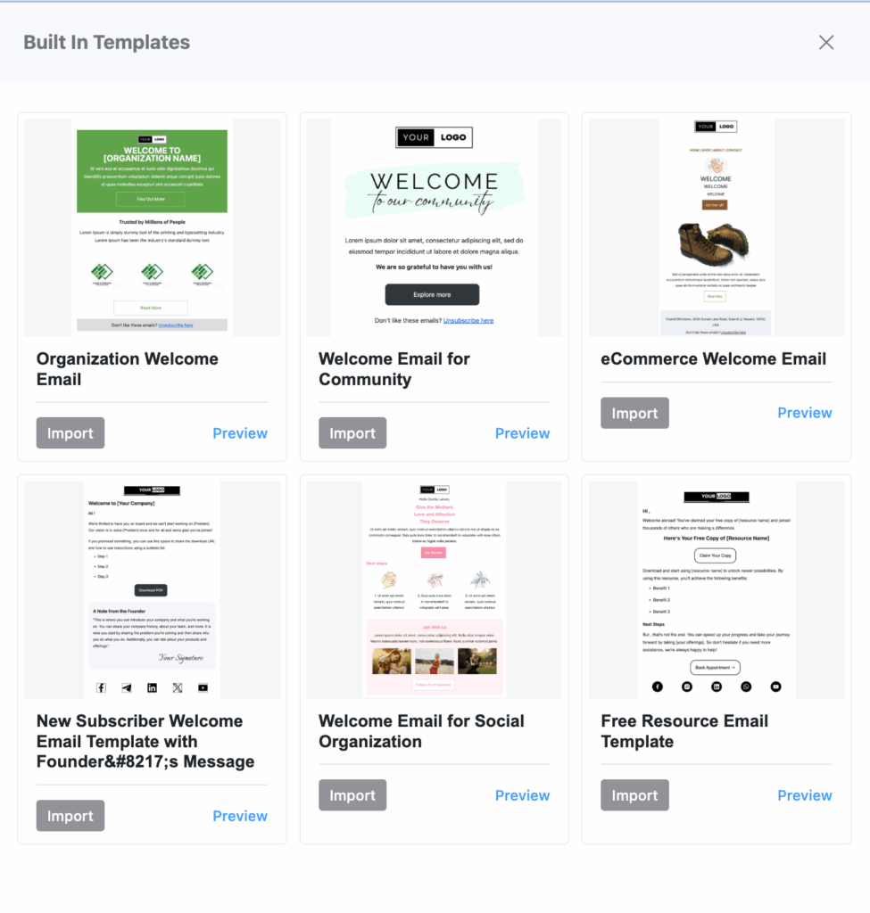 FluentCRM built-in templates