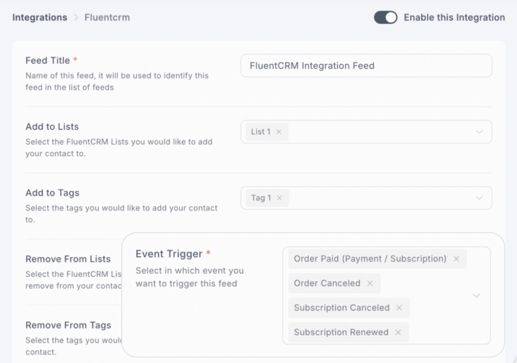 FluentCRM Integration