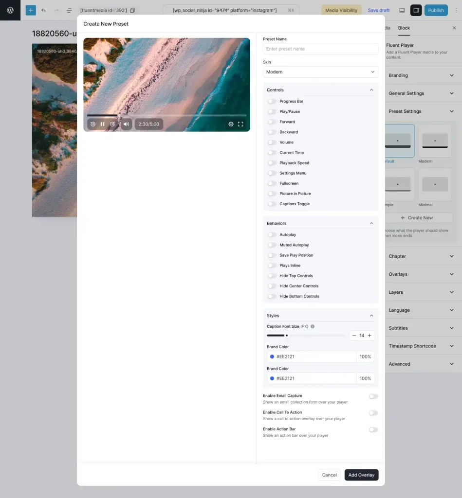 Customizable Player Presets