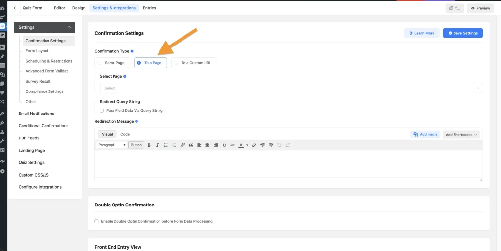 Create a result page for quizzes inside fluentcrm
