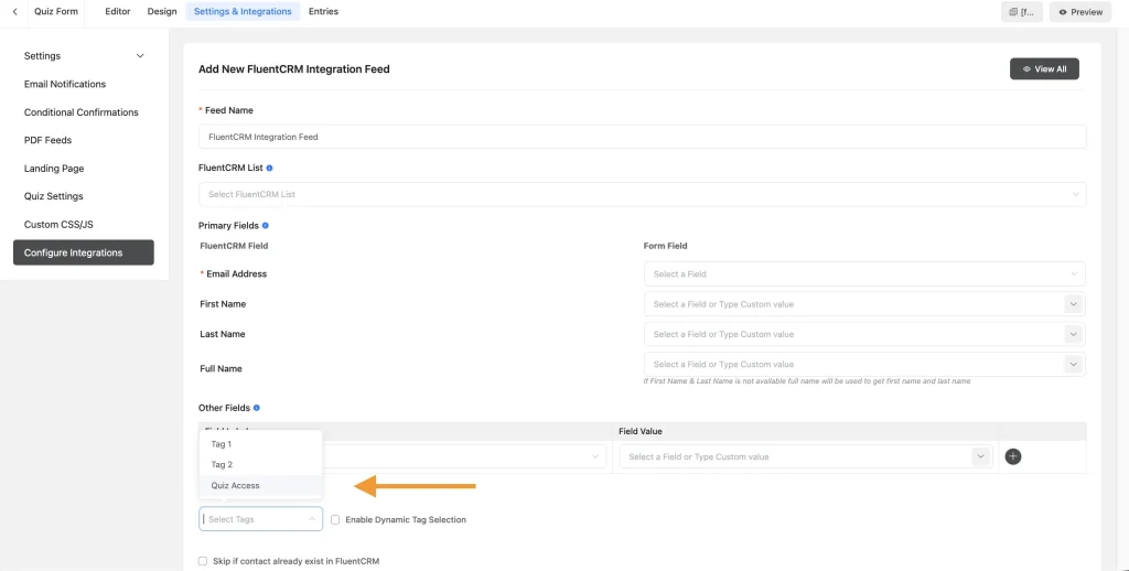 Segment quiz takers with FluentCRM